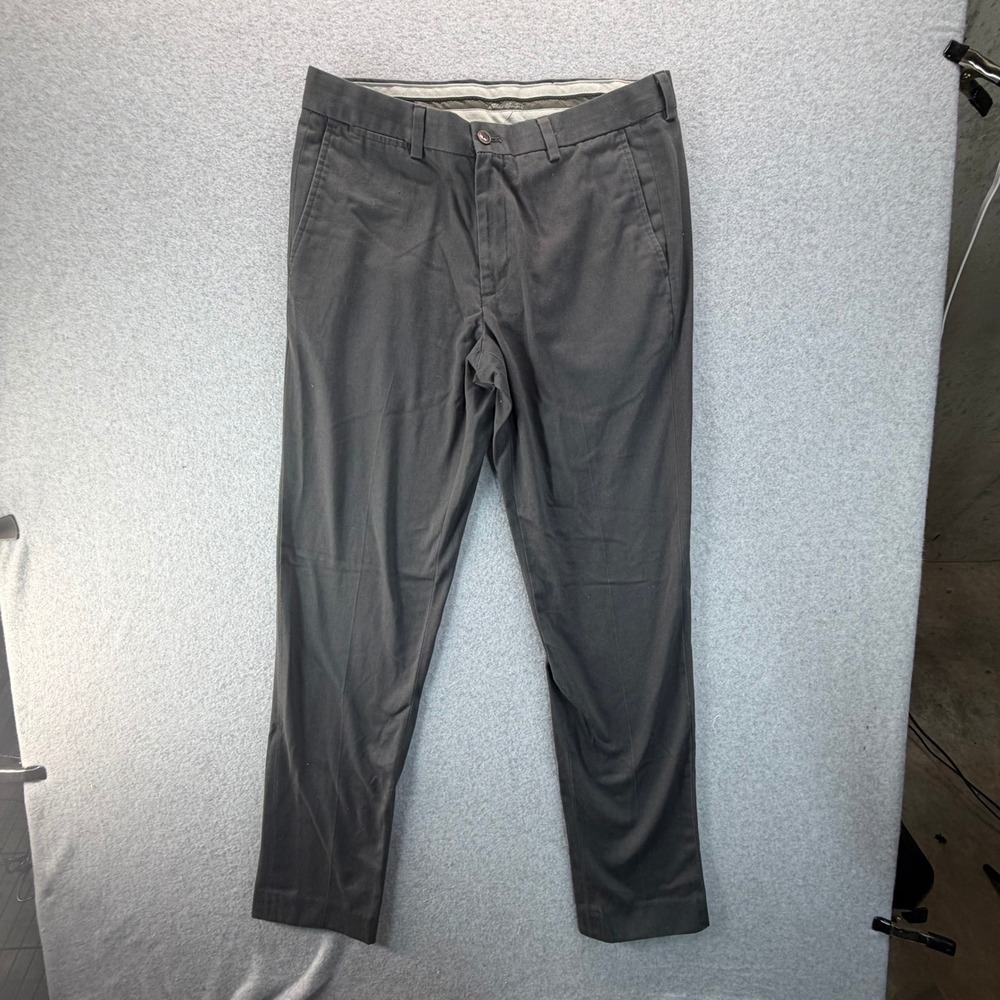 Eddie Bauer Mens Gray Wrinkle Free Slim Fit Chino Pants 33 Cotton Trousers